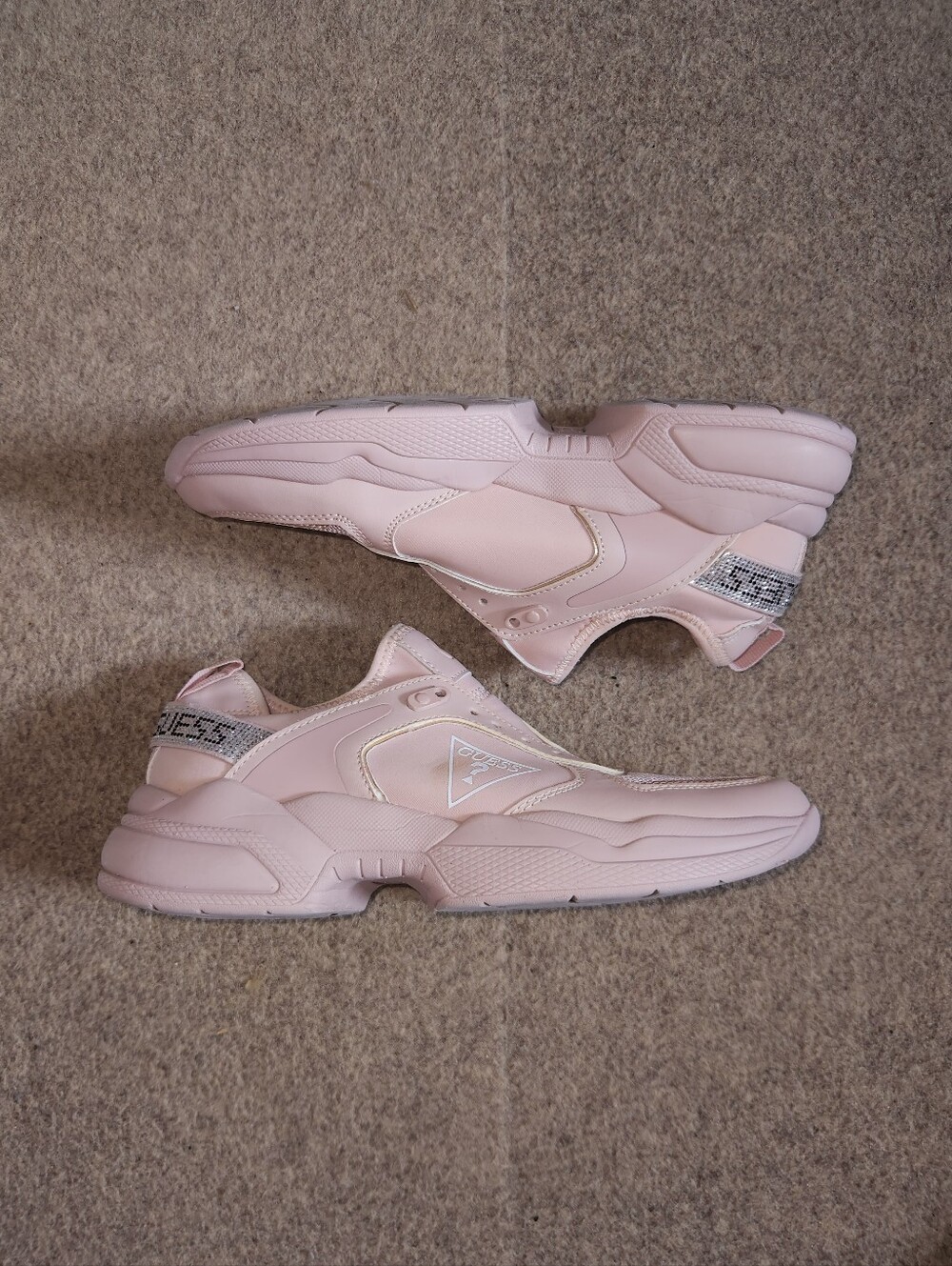 Light Pink Guess LA chunky Sneakers W Rhinestone Detailing | W10-11